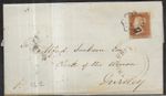 GB Queen Victoria 1841 1d Red Imperforate on 1842 Entire. MX Cancel (162)