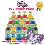 SLUSH PUPPY SNOW CONE SYRUP UNICORN 15 x 250ml PACK WITH STICKERS NINJA SLUSHI