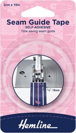 Hemline Seam Guide Tape – Black, Self-Adhesive 10m x 2cm | Quilting, Half-Square