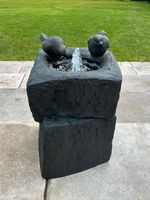 Black Two Birds Water Feature With Light Garden Gift Outdoor Decor Decoration