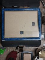 Vintage Wooden Picture Frame  11x9 Blue Marble Painted 