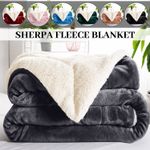 480 GSM Luxury Heavy Sherpa Blanket Warm Faux Fur Mink Sofa Bed Fleece Throw UK