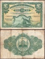 (TP) Gibraltar. One Pound 1-6-1938 (WPM 15a) C560373 Good Fine+.