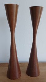 Mid Century Modern Danish Teak Candlesticks X 2