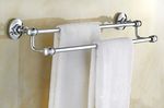  Chrome Brass Wall Mounted Bathroom Rack Double Towel Rail Holder Bar 60cm
