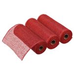 3pcs 10" Poly Burlap Mesh for Wreath Decorative Mesh Fabric Ribbon 6.4 Yard Red