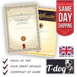 A4 CERTIFICATE BLANKS four different designs to choose from, pack of 10