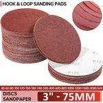 75mm - 3 inch 3" Sanding Pads, Discs Sandpaper 40 - 2000 Grit - Hook and Loop