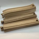 Wooden Train Track Bundle Straight & Ascending compatible with BRIO Thomas x7