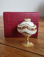 Red white & gold quail fabrege styled egg trinket box