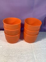 Tupperware Small Round #1229 Orange Snack Cups 4 oz, Lot of 6