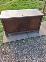 Vintage Wood Coffer Blanket Box Storage Trunk Please See Pictures For Sizes 