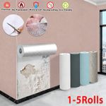 20M Self Adhesive Thermal Insulation Wallpaper Pink Linen Textured Wall Stickers