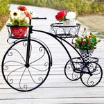 3-Tier Bicycle Plant Stand Wrought Iron Tricycle Planter Home Garden Patio Decor