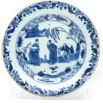 Chinese Porcelain Plate Blue White Romance of the Western Chamber Qing 18th C