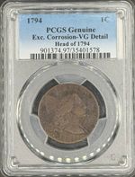 1794 1C Liberty Cap Large Cent Head of 1794 PCGS VG