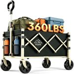 Heavy-Duty Collapsible Wagon with Wheels, 360LBS Capacity, Tool-Free Folding Car