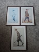 Set of Three Authentic Original Vanity Fair Vintage Golfer Prints Large Framed