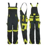 VIS Grey-Yellow Bib & Brace Men WORK TROUSERS Overalls Dungarees White Painting
