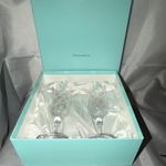 Tiffany & Co. "Floret" Crystal Champagne Flutes Pair Set - Brand New With Box