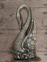 Vintage Solid Brass Swan Doorstop Heavy Metal Door Porter Country House Decor 