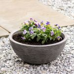 Grey Round Bowl Planter Amalfi Stone Effect Decorative Plant Pot 39.5cm x 17cm