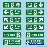 300mmx100mm British Standard Fire Exit Signs - ALL DIRECTIONS - FREE POSTAGE
