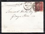 GB QV 1d Red Corner Letter Cover from London S. W. to Grays Inn, London 1879