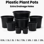 Black Plastic Plant Pots Nursery Flower Pots Indoor Outdoor Drainage Holes