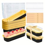 120Pcs 30Set Mini Loaf Pans with Lids Spoon 200ml Aluminum Foil Cake Bread Gold