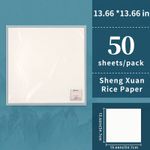 50 Sheets Marie'S Rice Paper,Sheng (Raw) Xuan for Sumi & Oriental Painting,Ink D