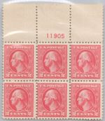 528 (2c TYPE Va) - PLATE BLOCK - HUGH TOP POSTION PIECE - IMPRESSIVE MULTIPLE !!