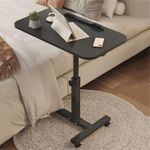 Mobile Over Bed Chair Table Overbed Height Adjustable Laptop Serving Tray Stand