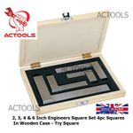 Precision Steel Hardened Square  Set 4 Pcs Ground Machinist Tool  2" 3" 4" 6" UK