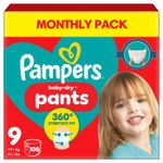 Pampers Baby Dry Size9 Diaper Pants 19+kg Stretchy Large Monthly Pack 108Nappies