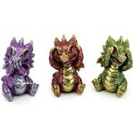 Three Wise Dragons See Hear Speak No Evil Ornament Baby Dragon Gothic Home Decor