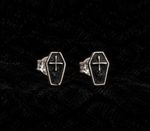 Handmade Coffin Stud Earrings 999 Fine Silver 925 Sterling Posts Gothic
