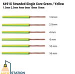 Earth Single Core Cable 6491X Green Yellow 1.5mm 2.5mm 4mm 6mm 10mm 16mm VARIOUS