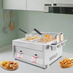 6L Commercial LPG Gas Fryer Stainless Steel Catering Frying Tool Double Tank