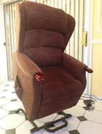 Ciar Single Motor Electric Riser Recliner Armchair Brown Fabric Petite Size