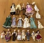 Dolls House Figures x21  1/12th Women Gentlemen Maid Children Babies