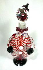 Vintage Murano Sommerso Glass Clown Decanter Retro 1960s