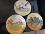 3 Royal Doulton cabinet Plates, 10.5inch diameter Cottages