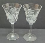 Royal Brierley Crystal Wine glasses Set of 2 Fuchsia Pattern Signed
