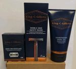 gillette king c Safety Razor & Double Edge set = 1 razor 15 cartrigdes & 1 gel