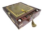 Regency mahogany Writing Slope with Silver Plated Tops and 2 Locks & Keys
