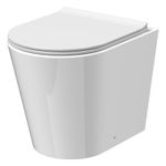 Baswich Contemporary Round Rimless Back to Wall Toilet Pan with Soft Close Sandw