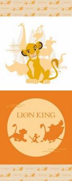 Disney Lion King Simba and Friends Orange Cotton Quilting Fabric Pillow Panel