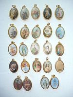 SAINTS MEDALS with Coloured Picture and Gold Highlights on a Gilt Medal