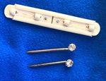 Edwardian Set Lapel or Tie Pins with Original 1908 Patent Holder (Stick/hat pin)